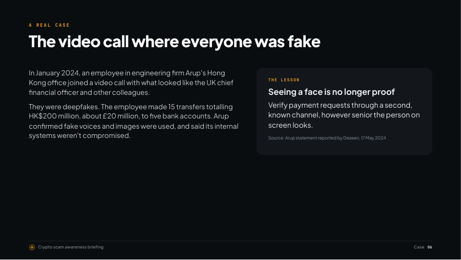 Sample page from Crypto Scam Awareness Training Pack for Businesses