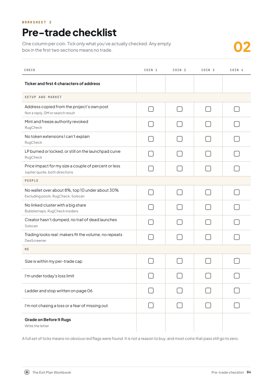 Sample page from The Exit Plan Workbook